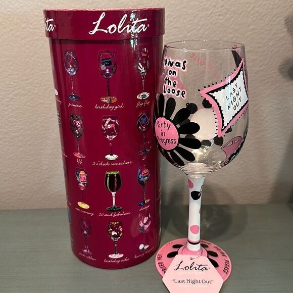 Womens‎ Wine Glass Lolita - Last Night Out - Bachelorette Party NEW - Picture 1 of 4